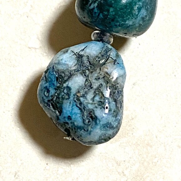 2/$20, Natural Teal Tree Agate Necklace, Genuine Gemstone Lariat Cord Necklace - Picture 8 of 13